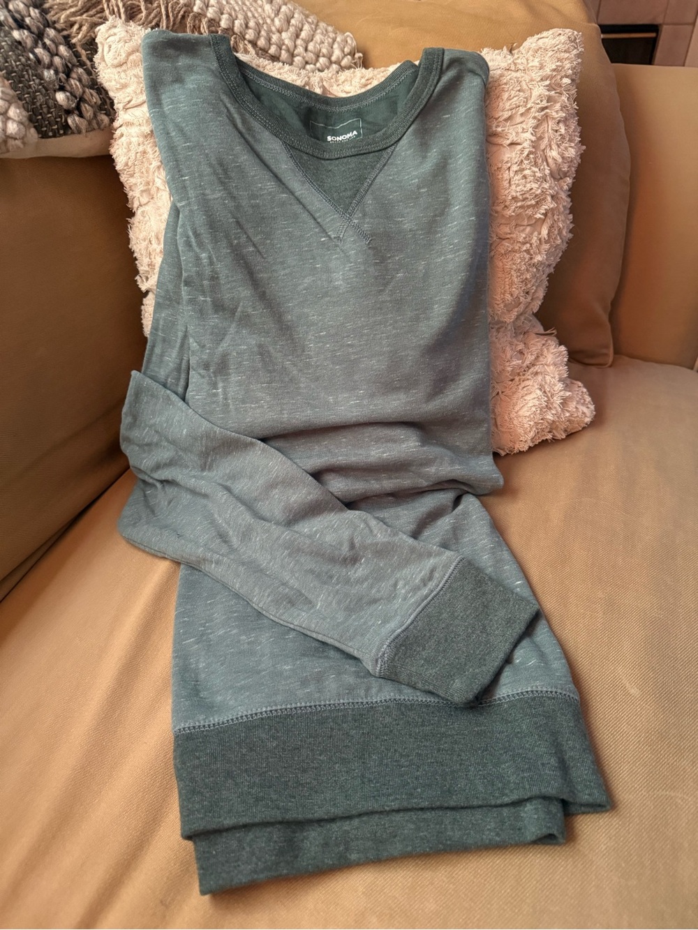 Sonoma Men's Long Sleeve Crewneck Shirt in Heather Green